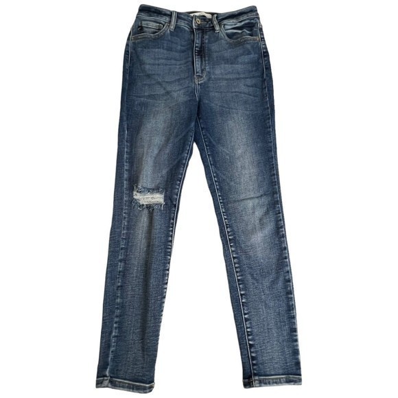 Kancan Womens Medium Wash‎ High Rise Distressed Seam Detail Skinny Jeans Size 28 - Picture 2 of 8